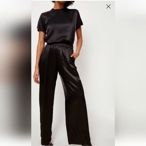 New Joie xl black silk wide legs pants